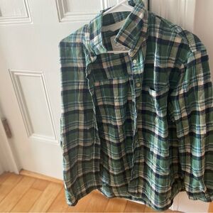 Green Plaid Button-Up flannel